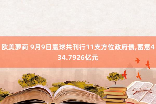 欧美萝莉 9月9日寰球共刊行11支方位政府债，蓄意434.7926亿元