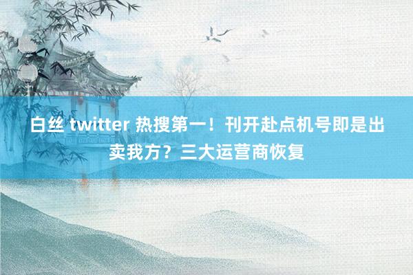 白丝 twitter 热搜第一！刊开赴点机号即是出卖我方？三大运营商恢复