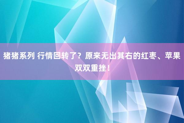 猪猪系列 行情回转了？原来无出其右的红枣、苹果双双重挫！