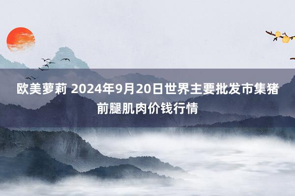 欧美萝莉 2024年9月20日世界主要批发市集猪前腿肌肉价钱行情