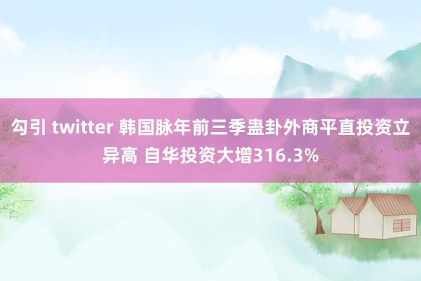 勾引 twitter 韩国脉年前三季蛊卦外商平直投资立异高 自华投资大增316.3%