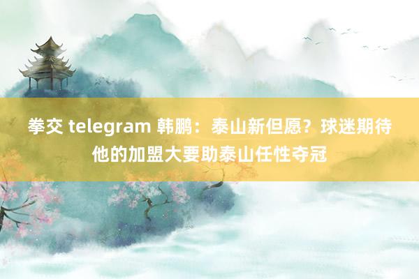 拳交 telegram 韩鹏：泰山新但愿？球迷期待他的加盟大要助泰山任性夺冠