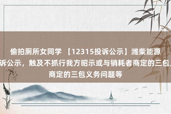 偷拍厕所女同学 【12315投诉公示】潍柴能源新增2件投诉公示，触及不抓行我方昭示或与销耗者商定的三包义务问题等