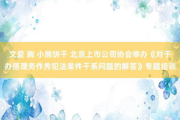 文爱 胸 小熊饼干 北京上市公司协会举办《对于办搭理务作秀犯法案件干系问题的解答》专题培训