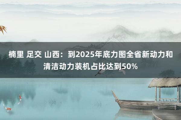 楠里 足交 山西：到2025年底力图全省新动力和清洁动力装机占比达到50%