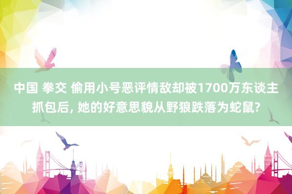 中国 拳交 偷用小号恶评情敌却被1700万东谈主抓包后， 她的好意思貌从野狼跌落为蛇鼠?