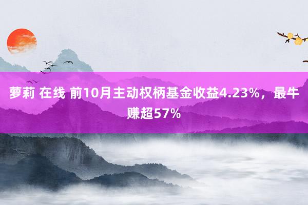 萝莉 在线 前10月主动权柄基金收益4.23%，最牛赚超57%