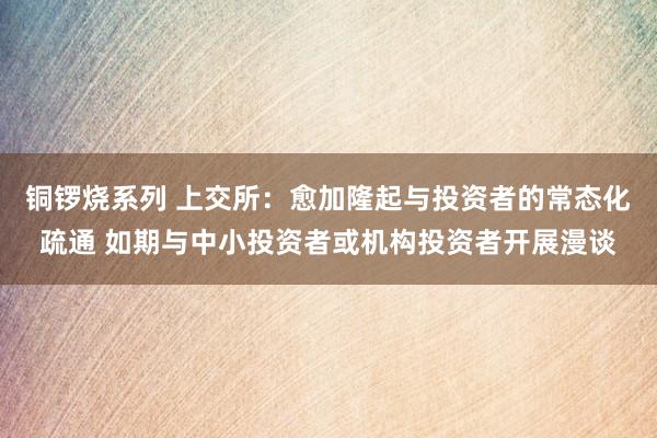 铜锣烧系列 上交所：愈加隆起与投资者的常态化疏通 如期与中小投资者或机构投资者开展漫谈