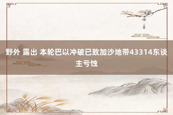 野外 露出 本轮巴以冲破已致加沙地带43314东谈主亏蚀