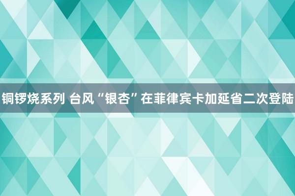 铜锣烧系列 台风“银杏”在菲律宾卡加延省二次登陆