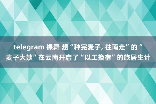 telegram 裸舞 想“种完麦子， 往南走”的“麦子大姨”在云南开启了“以工换宿”的旅居生计