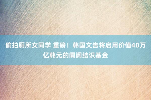 偷拍厕所女同学 重磅！韩国文告将启用价值40万亿韩元的阛阓结识基金