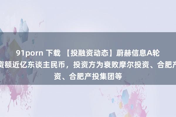 91porn 下载 【投融资动态】蔚赫信息A轮融资，融资额近亿东谈主民币，投资方为衰败摩尔投资、合肥产投集团等