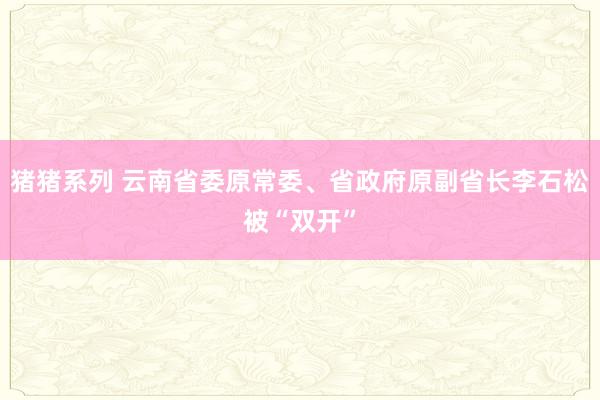 猪猪系列 云南省委原常委、省政府原副省长李石松被“双开”