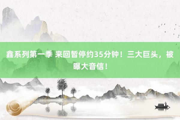 鑫系列第一季 来回暂停约35分钟！三大巨头，被曝大音信！