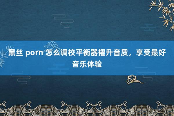 黑丝 porn 怎么调校平衡器擢升音质，享受最好音乐体验